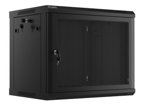 Szafa wisząca 19 cali 9U 600x450 drzwi perforowane (flat pack) czarna
