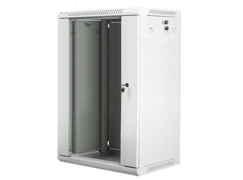Szafa instalacyjna wisząca 19 cali 18U 600X450mm szara (drzwi szklane)