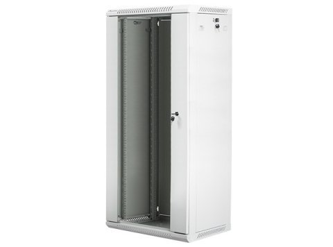 Szafa instalacyjna wisząca 19 cali 27U 600X450mm szara (drzwi szklane)
