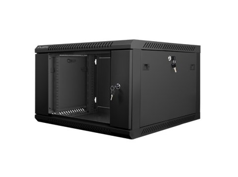 Szafa instalacyjna wisząca 19 cali 6U 600X600mm czarna (drzwi szklane)