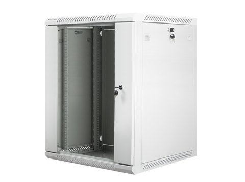 Szafa instalacyjna wisząca 19 cali 15U 600X600mm szara (drzwi szklane)