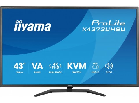 Monitor 43 cale X4373UHSU-B2 4K,VA,2xHDMI,DP,USBCdock (PD95W), 4000:1, USB HUB x4 (2x Type-A, 2x Type-C), KVM, 2 x 7W,450 cd/m2