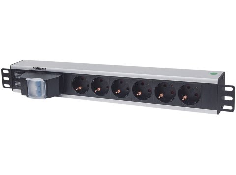 Intellinet 711432 rozdzielacz zasilania PDU 6 x gniazdo sieciowe 1.5U Czarny, Szary