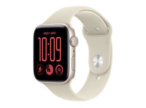 Smartwatch Watch SE 3 GPS, koperta 40mm z aluminium w kolorze księżycowej poświaty, pasek sportowy w kolorze piaskowym - rozmiar M/L