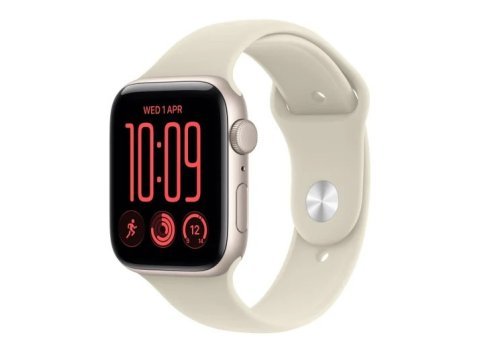 Smartwatch Watch SE 3 GPS, koperta 44mm z aluminium w kolorze księżycowej poświaty, pasek sportowy w kolorze piaskowym - rozmiar M/L