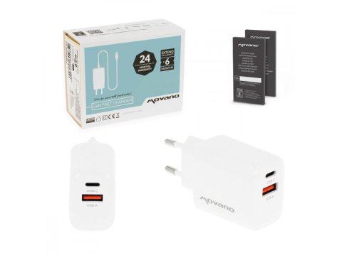 Ładowarka GaN 20W USB-C PD + USB-A (biała)