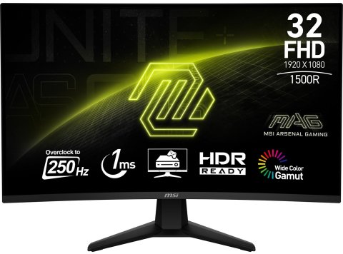 MSI MAG 32C6X monitor komputerowy 80 cm (31.5") 1920 x 1080 px Full HD Czarny