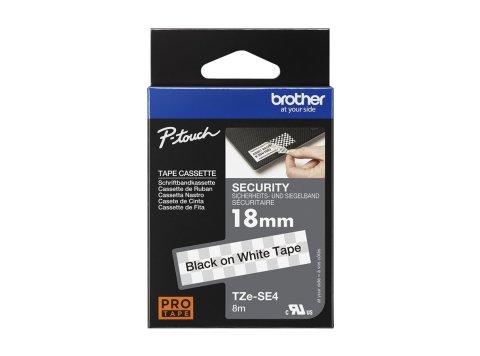 BROTHER TZESE4 Taśma Brother 18mm BLACK ON WHITESECURITY TAPE