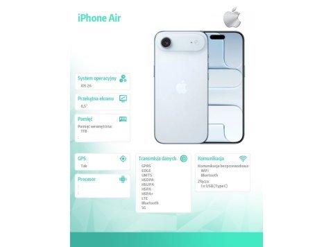 iPhone Air 1TB Błękitny
