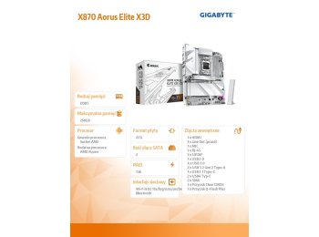 Płyta główna X870 AORUS ELITE X3D ICE AM5 4DDR5 HDMI ATX
