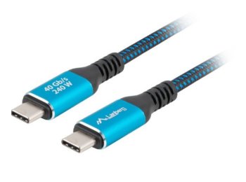 Kabel USB-C M/M USB4 1.5M 240W 60HZ czarno-niebieski
