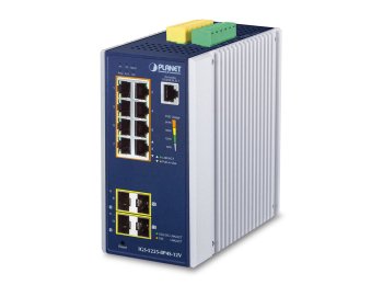 PLANET Industrial 8-Port GE PoE+ 2*1G SFP+ 2*2,5G SFP - 8-Port Zarządzany L2+ Gigabit Ethernet (10/100/1000) Obsługa PoE Aluminium, Niebieski