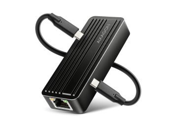 ADE-10GR Karta sieciowa USB-C 10Gbps, port RJ-45 10GbE (10/5/2.5/1G), chipset Realtek RTL8159, Wake-on-LAN, aluminiowa, odłączany kabel 19 cm, czarna