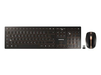 CHERRY DW 9100 SLIM klawiatura Dołączona myszka Uniwersalne RF Wireless + Bluetooth QWERTZ Niemiecki Czarny