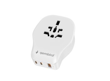 GEMBIRD UNIWERSALNY ADAPTER PODRÓŻNY 20 W, BIAŁY