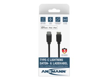 Ansmann 1700-0106 kabel do telefonu Czarny 0,12 m USB C Lightning