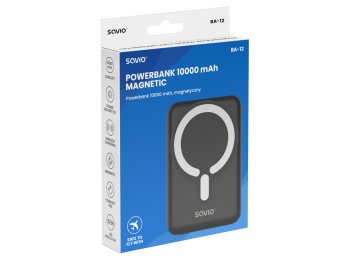 SAVIO POWERBANK 10000 MAH MAGNETYCZNY CZARNY BA-12