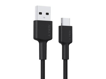 CB-CA2 OEM kabel USB-C - USB-A 2m 60W PD 3A 20V FCP AFC nylonowy oplot czarny