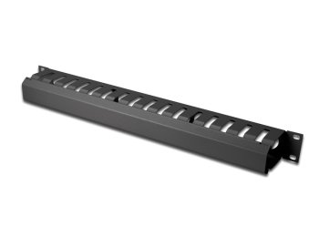 Organizer kablowy, dukt 19'' 1U, W/40xG/70, czarny (RAL 9005)