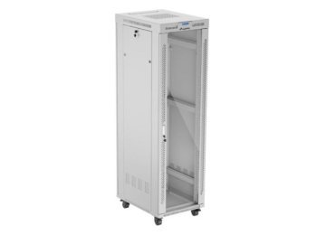 Szafa stojąca rack 19 cali 42U 600x800 szara drzwi szklane flack pack