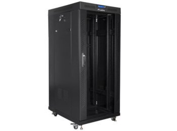 Szafa instalacyjna RACK stojąca 19 cali 37u 800x1000 czarna drzwi szklane LCD (flat pack)