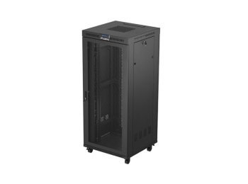 Szafa instalacyjna rack stojąca 19 cali 37U 800x800 drzwi perforowane LCD czarna (Flat pack)