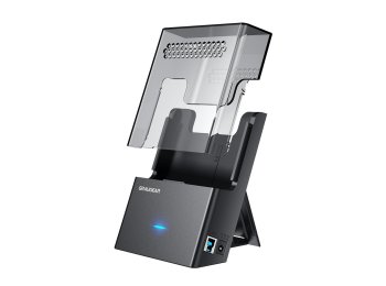 GRAUGEAR G-3502-AC stacja dokująca do dysków twardych USB 3.2 Gen 1 (3.1 Gen 1) Type-B Czarny, Przezroczysty