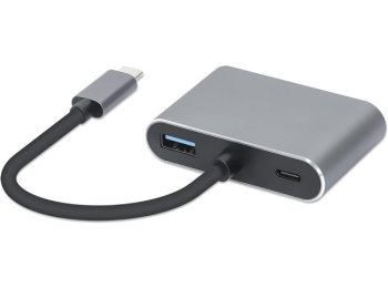 Hub USB Typ-C 4w1 USB 3.0 + PD 100W + HDMK 4k30Hz + VGA FullHD