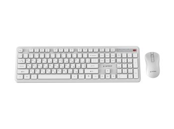 GEMBIRD BEZPRZEWODOWY ZESTAW KLAWIATURY + MYSZ SLIM PRO BUSINESS NA BIURKO,BIAŁY, UKŁAD RU