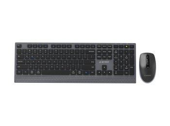 GEMBIRD BEZPRZEWODOWY ZESTAW KLAWIATURY + MYSZ DUAL MODE, 2.4 GHZ + BT, SLIM, UKŁAD US, KOLOR CZARNY
