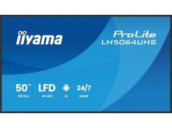 Monitor 50 cali LH5064UHS-B1AG, 24/7,IPS,ANDROID14,4K,500cd,1200:1, 2xHDMI ,USB-C,RJ45, RS-232c, IR, 2x10W, 2xUSB, UCHWYT ŚCIENNY,iiSignage2,WiFi,Fa