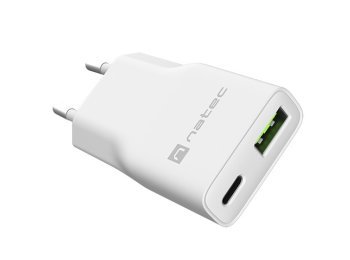 Ładowarka sieciowa slim RiberaGAN 1xUSBC+1xUSB-A 20W