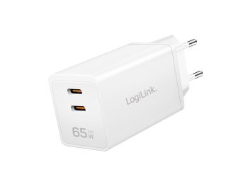 Ładowarka sieciowa 2x USB-C, 65W, biała