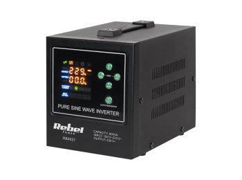 REBEL ZASILACZ AWARYJNY LFP4 Z CZYSTYM PRZEBIEGIEM SINUSOIDALNYM I FUNKCJĄ ŁADOWANIA 12V 230V 800VA/500W