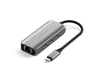 Satechi 4-In-1 USB-C Hub - hub do urządzeń mobilnych USB-C (3x USB-C 3.2 gen2 10Gbps, 2.5 Gigabit Ethernet) (space gray)