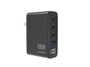Ładowarka uniwersalna GaN 100W LCD 3xUSB-C 1xUSB-A czarna