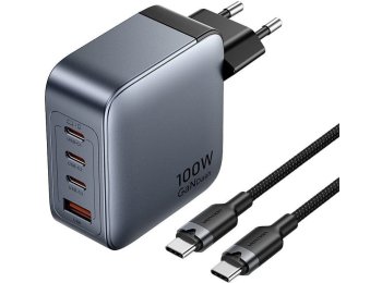 Ładowarka Vention 100W GaN 1x USB-A 3x USB-C + kabel USB-C do USB-C 1m