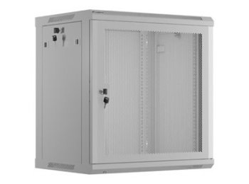 Szafa instalacyjna RACK wisząca 19" 12U 600X450 szara drzwi perforowane Lanberg (flat pack)