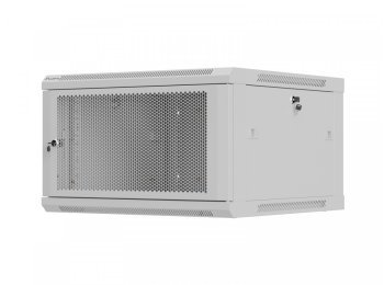 Szafa instalacyjna rack wisząca 19 cali 6U 600x600 szara drzwi perforowane (flat pack)