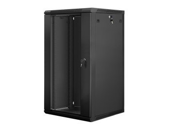 Szafa instalacyjna wisząca 19 cali 22U 600X600mm czarna (drzwi szklane)