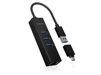 ICY BOX IB-HUB1419-LAN USB 3.2 Gen 1 (3.1 Gen 1) Type-A Czarny