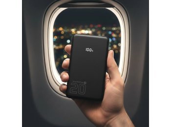 EVERACTIVE POWERBANK 20 000MAH, 1X USB, 2X USB-C, 20W, QC4+, WYŚWIETLACZ LCD, CZARNY EB-22QB