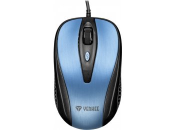 Mysz przewodowa USB , 4 przyciski, optyczna, symetryczna, Błękit