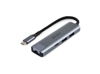 Lindy 43422 huby i koncentratory USB 3.2 Gen 2 (3.1 Gen 2) Type-C 10000 Mbit/s Szary