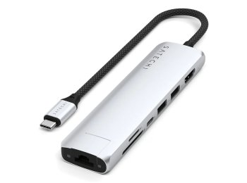 Satechi USB-C 7-w-1 Slim Multi Port Adapter Ethernet Srebrny