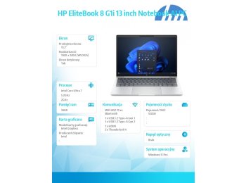 Laptop EliteBook 8 G1i U7-255U 512GB/16GB/W11P/13.3 C51MPET
