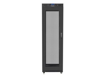 Szafa instalacyjna rack stojąca 19 42U 600x800 czarna, drzwi perforowane lcd (flat pack)