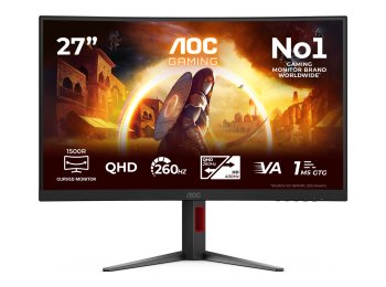 AOC G4 CQ27G4Z2P monitor komputerowy 68,6 cm (27") 2560 x 1440 px Quad HD LCD Czarny, Czerwony