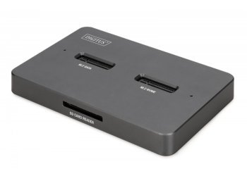 Stacja dokująca dysków | USB-C 3.2 Gen2 10Gbps | SSD M.2 NVMe + SATA (max. 2x 4TB) | Czytnik kart SD-Express 7.1 (max. 2TB) | Czarna