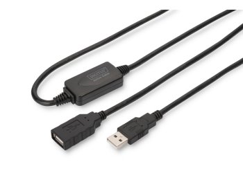 Kabel przedłużający USB 2.0 HighSpeed Typ USB A/USB A M/Ż aktywny, czarny 15m